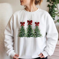 Coquette Red Bow Christmas Sweater, Christmas Tree Sweatshirt, Aesthetic Holiday Tree Crewneck, Adorable Winter Pullover, Xmas Present for Women