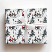 Watercolor Chess Gift Wrap Paper, Santa Playing Chess Christmas Wrapping Paper, Winter Holiday Wrapping Paper, Xmas Gift Wrap for Players