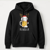 Humorous Reindeer Beer Graphic Hoodie, Reinbeer Christmas Hoodie, Holiday Party Drinking Sweatshirt, Ugly Xmas Pullover Hoodie Present for Men