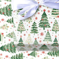 Festive Pine Holiday Gift Wrap, Watercolor Christmas Tree Wrapping Paper, Winter Botanical Wrapping Paper, Xmas Present Wrap