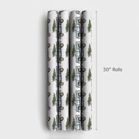 Farmhouse Tree Holiday Wrapping Paper, Vintage Blue Truck Christmas Wrapping Paper, Watercolor Rustic Xmas Gift Wrap, Winter Gift Wrap Roll