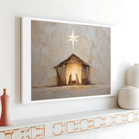 Minimalist Christian Holy Family Canvas Art, Nativity Scene Canvas Print, Modern Religious Canvas Wall Art, Christmas Faith Decor Present