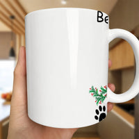 Festive Paw Print Holiday Wreath Mug, Bernese Mountain Dog Christmas Mug, Berner Winter Dog Mom Coffee Cup, Xmas Pet Lover Present