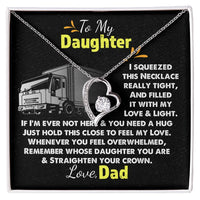 Trucker Dad Heart Pendant Necklace, To My Daughter Necklace, Forever Love Daughter Jewelry, Christmas Birthday Present Necklace