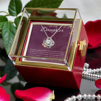 Sentimental Daughter Love Knot Pendant, To My Daughter Love Knot Necklace, Rotating Rose Gift Box Knot Jewelry, Birthday Christmas Present