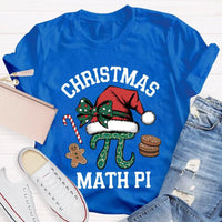 Humorous Math Teacher Holiday Shirt, Pi Symbol Santa Hat Christmas T-Shirt, Christmas STEM Graphic Tee, Math Lover Xmas Tee, Teacher Present