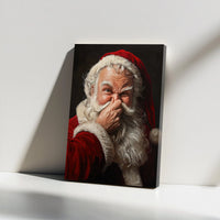 Whimsical Nose Picking Santa Canvas Print, Humorous Santa Claus Canvas Wall Art, Humorous Christmas Holiday Canvas, Gag Present Home Wall Decor