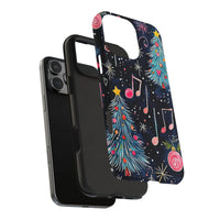 Festive Holiday Musical Score Phone Cover, Christmas Music Notes iPhone Case, Dual Layer TPU Tough Case, Xmas Present for Musician Music Lover