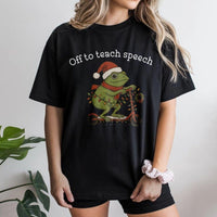Christmas Frog on Scooter Shirt, Speech Therapist Christmas T-Shirt, Humorous SLP Christmas Graphic Tee, Speech Language Pathologist Xmas Tee