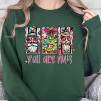 Humorous Nutcracker Shirt, Y'all Are Nuts Christmas Sweatshirt, Holiday Nutcracker Sweater, Retro Xmas Crewneck, Festive Holiday Present