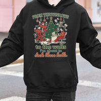 Humorous Retro Holiday Sweatshirt, Deck the Halls Christmas Hoodie, Vintage Christmas Tree Graphic Hoodie, Adorable Winter Pullover, Xmas Fan Present