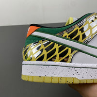 Low Top Sneakers, White Black Green Silver Colorway, Metallic Finish, Lace Up Design, Casual Gift for Sneaker Fans