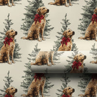 Vintage Dog Holiday Gift Wrap, Golden Retriever Christmas Wrapping Paper, Adorable Pet Lover Wrapping Paper, Festive Xmas Gift Wrapping Paper