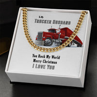 Mens Truck Driver Cuban Chain, Trucker Husband Cuban Link Chain Necklace, Stainless Steel Cuban Link Necklace, Christmas Present for Him