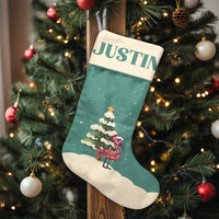 Tropical Holiday Stocking, Personalized Flamingo Christmas Stocking, Custom Name Xmas Stocking, Festive Fireplace Decor, Present for Family