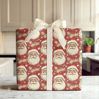 Retro Christmas Gift Wrap, Vintage Santa Claus Wrapping Paper, Nostalgic Santa Face Gift Wrapping Paper, Holiday Season Present Paper Roll