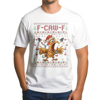 Humorous Screaming Chicken Holiday Tee, F Caw F Ugly Christmas T-Shirt, Retro Xmas Chicken Graphic Shirt, Sarcastic Christmas Party Tee