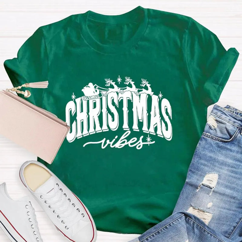 Festive Holiday Graphic Tee, Christmas Vibes Shirt, Retro Christmas Vibes T-Shirt, Winter Holiday Shirt, Unisex Christmas Present