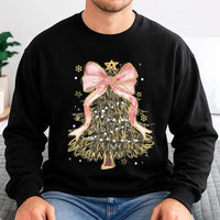 Pink Coquette Bow Holiday Sweater, Camo Christmas Tree Sweatshirt, Camouflage Christmas Crewneck, Adorable Winter Pullover, Xmas Present for Her