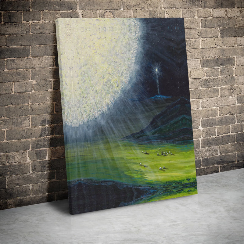 Angel Announcing to Shepherds Print, Nativity Shepherds Canvas Wall Art, Christian Christmas Holiday Canvas Decor