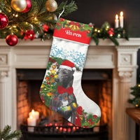 Custom Name Dog Lover Holiday Stocking, Personalized Greyhound Christmas Stocking, Adorable Sighthound Winter Stocking, Fireplace Mantle Decor