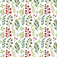 Red Berry Gift Wrap, Botanical Christmas Wrapping Paper, Green Leaf Winter Holiday Wrapping Paper, Festive Botanical Gift Wrap Roll, Xmas