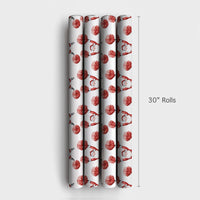 Humorous Santa Claus Gift Wrap, Cheerleader Santa Wrapping Paper, Red Pom Pom Christmas Wrapping Paper, Humorous Holiday Gift Wrapping Paper