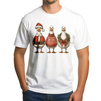 Humorous Santa Bird Graphic Tee, Christmas Goose T-Shirt, Adorable Holiday Goose Shirt, Retro Winter Animal Aesthetic T-Shirt Present for Women