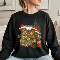 Wiener Dog Holiday Sweatshirt, Dachshund Christmas Sweatshirt, Doxie Puppy Xmas Crewneck, Adorable Dog Lover Sweater, Christmas Dog Sweatshirt