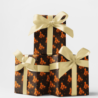 Glowing Candle Pattern Gift Wrap, Candlelight Gift Wrapping Paper, Elegant Holiday Wrapping Paper Roll, Christmas Present Wrap