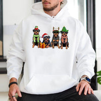 Adorable Rottweiler Dog Hoodie, Rottweiler Christmas Hoodie, Holiday Rottie Sweatshirt, Xmas Dog Lover Pullover Hoodie, Rottie Owner Present