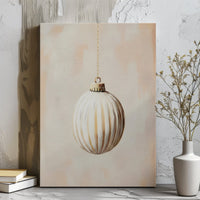 Gold and White Holiday Canvas Print, Christmas Ornament Canvas Wall Art, Modern Seasonal Canvas Decor, Elegant Winter Home Wall Art