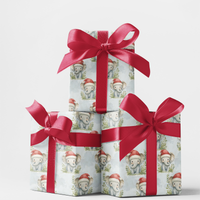 Watercolor Holiday Gift Wrap, Christmas Elephant Wrapping Paper, Adorable Elephant Gift Wrap Roll, Baby Animal Wrapping Paper, Xmas Gift Wrap