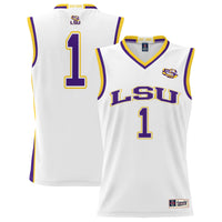 #1 LSU Tigers Lightweight Basketball Jersey - White