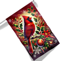 Winter Season Double Sided Lawn Flag, Cardinal Bird Christmas Garden Flag Red Cardinal Holiday Yard Flag, Outdoor Xmas Yard Banner