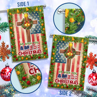 Double Sided Patriotic Lawn Flag, Christian Cross American Flag Garden Flag We Wish You Ameri Christmas Yard Flag, Holiday Yard Banner