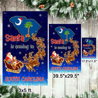 Santa Is Coming SC Flag, South Carolina Christmas Garden Flag, Double Sided Palmetto Holiday Garden Flag, Festive Southern Yard Decor
