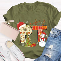 PT Snowman Graphic Tee, Physical Therapy Christmas Shirt, Physical Therapist Holiday T-Shirt, Winter Rehab Clinic Tee, PT Christmas Present