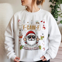 Humorous Rude Santa Middle Finger Sweater, Santa's Tired Sweatshirt, Humorous Xmas Holiday Crewneck, Sarcastic Christmas Pullover Gag Present