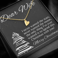 Hand Stamped Initial Charm Necklace, Personalized Heart Necklace for Wife, 18k Gold Finish Heart Necklace, Romantic Christmas Present