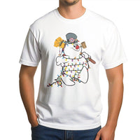 Adorable Holiday Graphic Tee, Snowman Christmas T-Shirt, Festive String Lights Shirt, Winter Xmas Graphic T-Shirt, Christmas Family Present