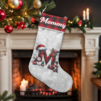Buffalo Plaid Christmas Stocking, Personalized Letter M Christmas Stocking, Monogram Initial Holiday Stocking, Rustic Family Mantel Present