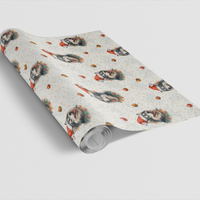 Adorable Dog Santa Hat Gift Wrap, Siberian Husky Christmas Wrapping Paper, Festive Husky Holiday Wrapping Paper