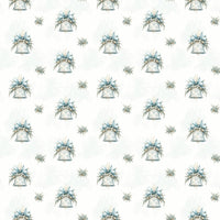 Silver Blue Holiday Wrapping Paper, Winter Bell Christmas Wrapping Paper, Elegant Floral Gift Wrap, Festive Winter Bell Wrapping Paper Roll