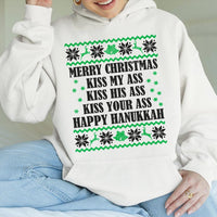 Ugly Sweater Style Quote Sweatshirt, Humorous Christmas Hoodie, Retro Holiday Graphic Pullover, Sarcastic Christmas Humor Hooded Sweatshirt