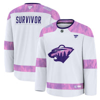 Minnesota Wild White Hockey Fights Cancer Survivor Practice Jersey