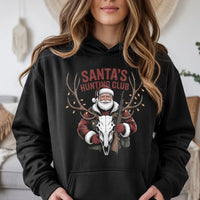 Christmas Deer Hunter Hoodie, Santa's Hunting Club Hoodie, Humorous Outdoorsman Sweatshirt, Hunting Hooded Sweatshirt, Holiday Present for Hunters