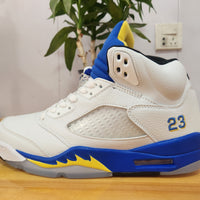 High Top Sneakers, White Blue Colorway, Lace Up Design, Casual Gift for Sneaker Fans