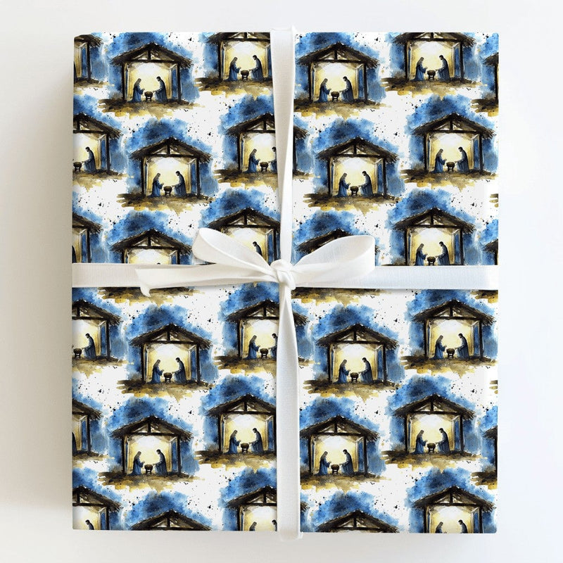 Holy Family Holiday Gift Wrap, Nativity Scene Christmas Wrapping Paper, Watercolor Religious Wrapping Paper, Christian Present Paper Roll