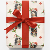 Dog Holiday Gift Wrap, Holly Jolly Beard Wrapping Paper, Pet Christmas Gift Wrap, Festive Xmas Wrapping Paper, Adorable Puppy Present Paper Roll